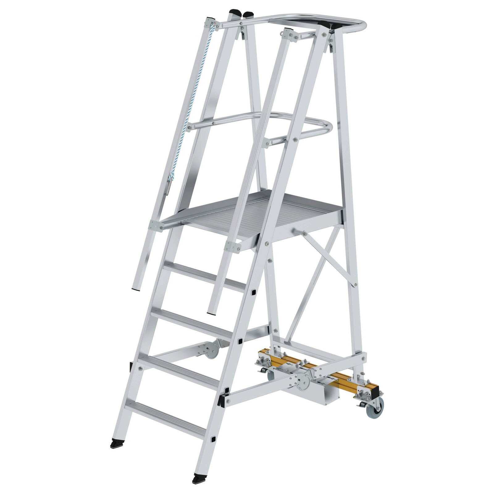Aluminium-Podestleiter, fahrbar, klappbar, 5 Stufen Aluminium-Podestleiter, fahrbar, klappbar, 8 Stufen