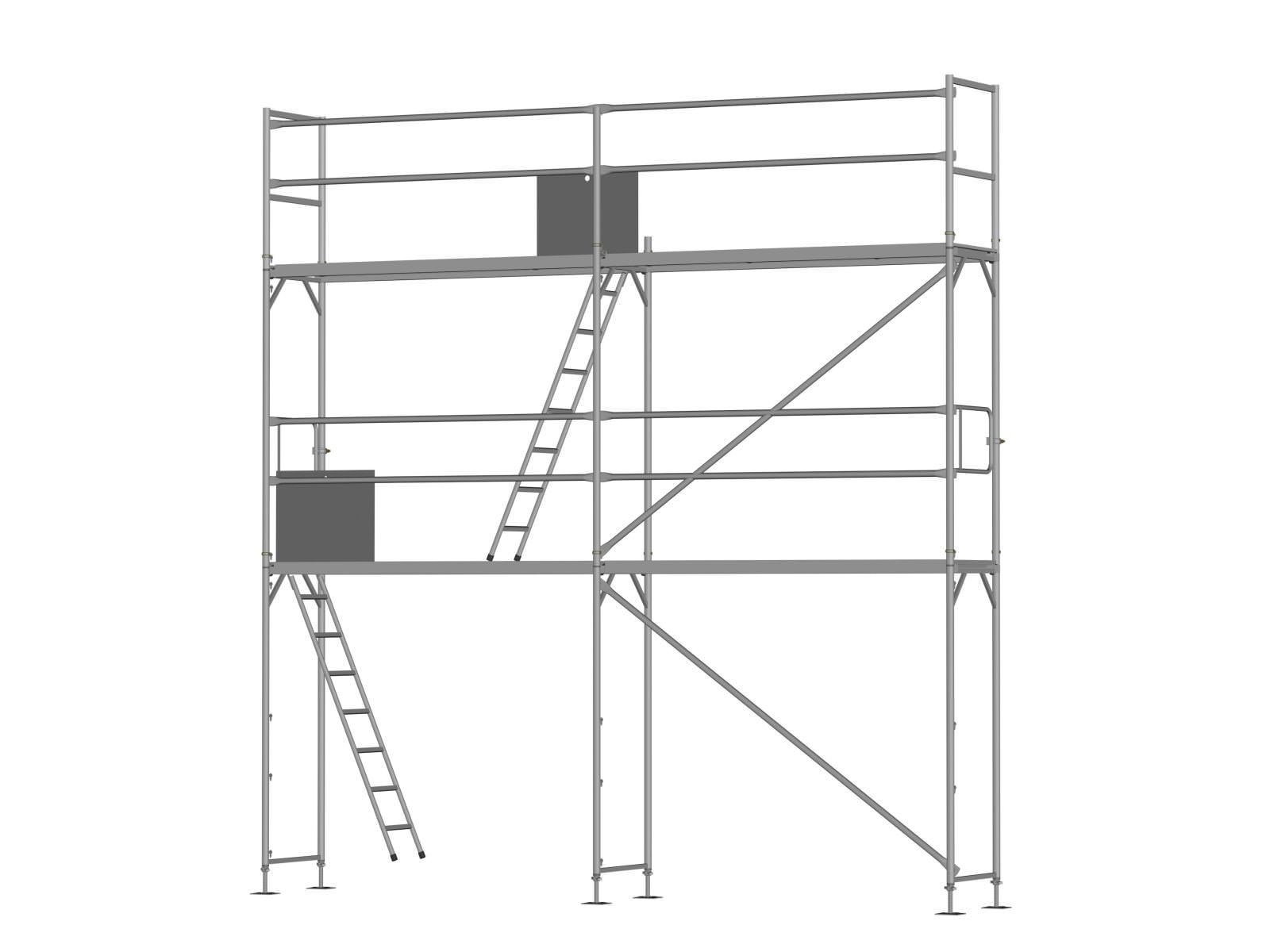 Stahl Traufseitengerüst 30 m² - 2,5 m Felder - 5 m lang - 6 m Arbeitshöhe - Basis-Gerüst inkl. Aufstieg & Befestigung