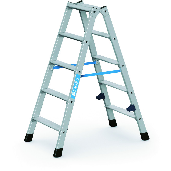 Nova B, Gebördelte Stufen-Stehleiter, beidseitig begehbar, 2x5 Stufen Nova B, Gebördelte Stufen-Stehleiter, beidseitig begehbar, 2x5 Stufen