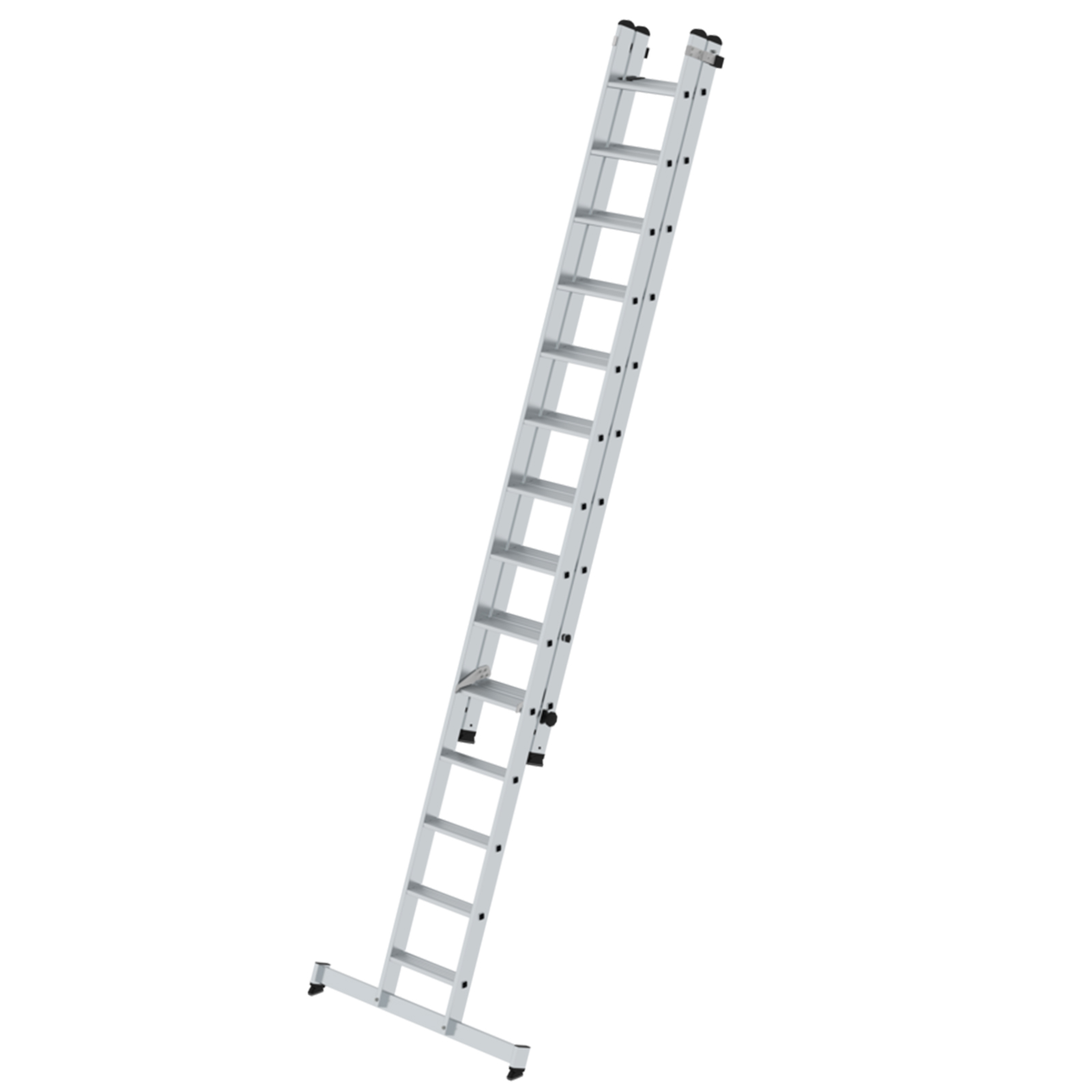 Stufen-Schiebeleiter 2-teilig mit nivello-Traverse ohne clip-step R13, 2 x 7 Stufen Stufen-Schiebeleiter 2-teilig mit nivello-Traverse ohne clip-step R13, 2 x 7 Stufen