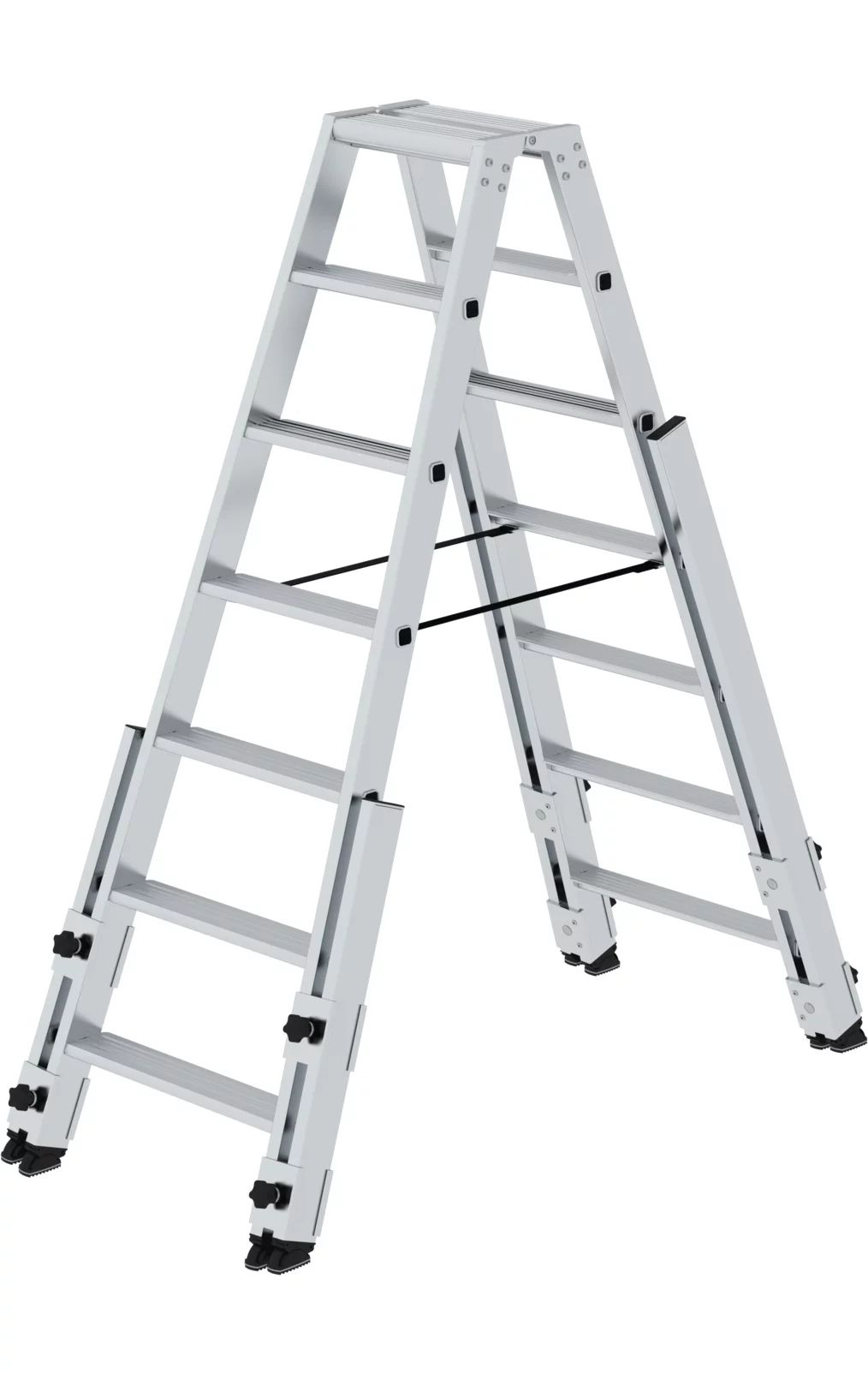 Stufen-Stehleiter, treppengängig, 2 x 7 Stufen Stufen-Stehleiter, treppengängig, 2x6 Stufen