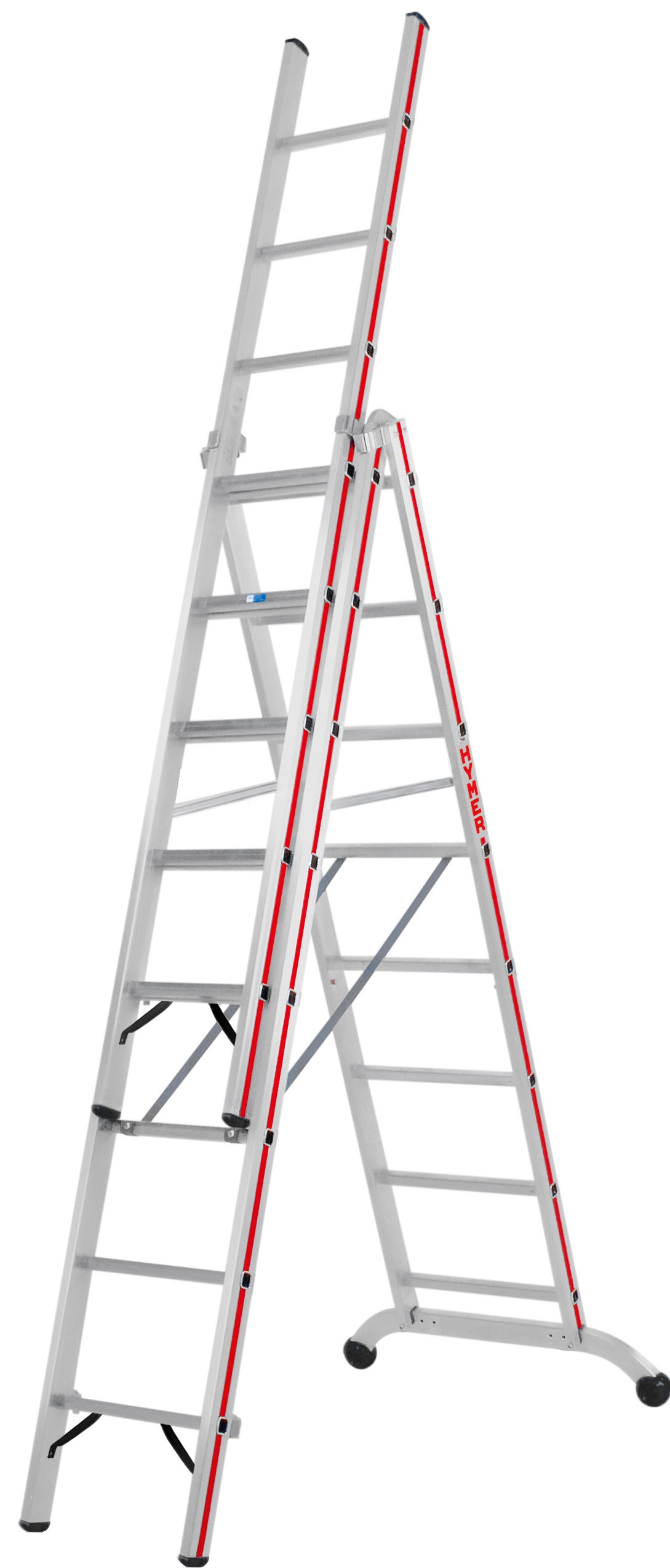 Mehrzweckleiter, dreiteilig - 3x8 Sprossen
