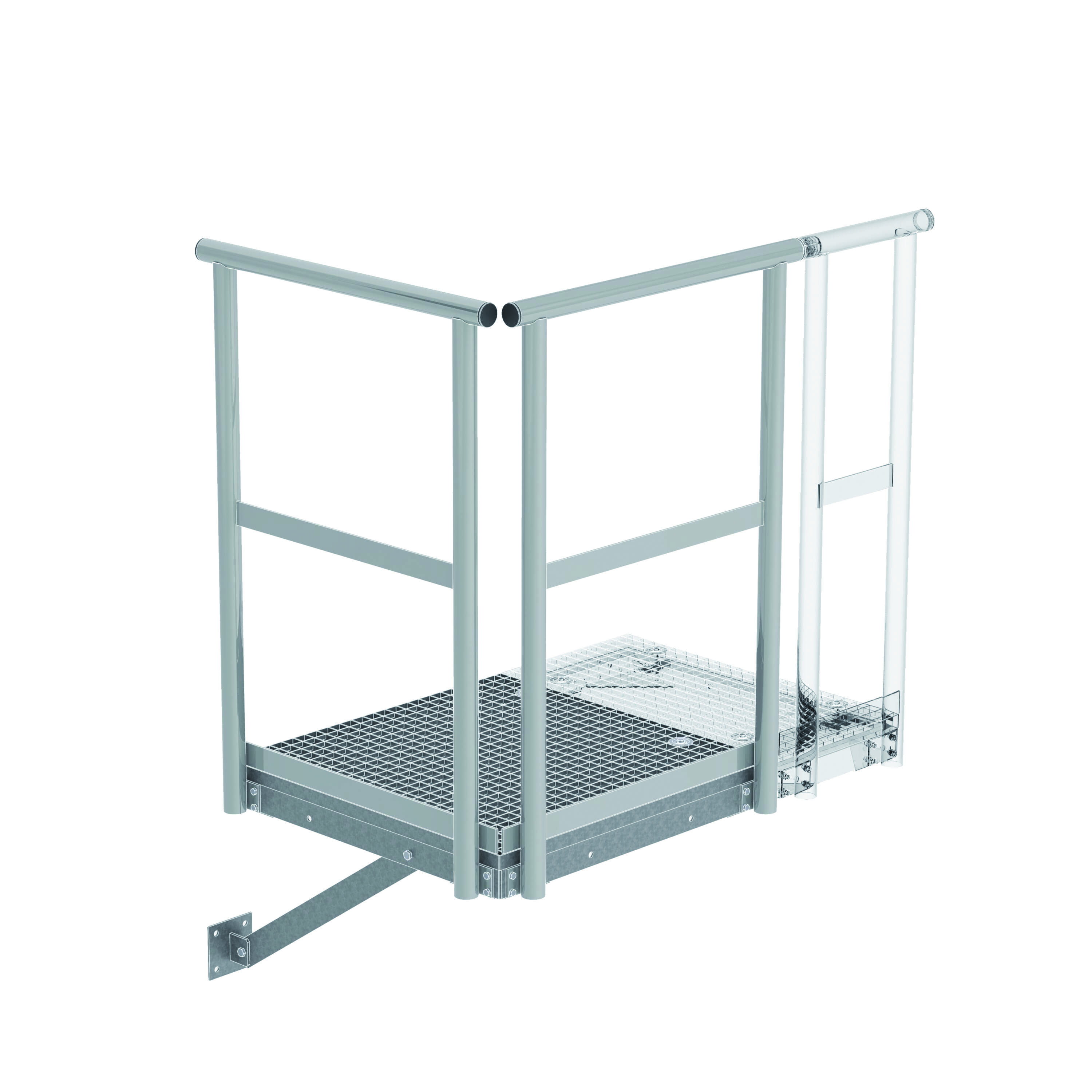 Abb. zeigt Grundpodest und Erweiterungspodest Erweiterungspodest Breite 800 x Tiefe 800 mm