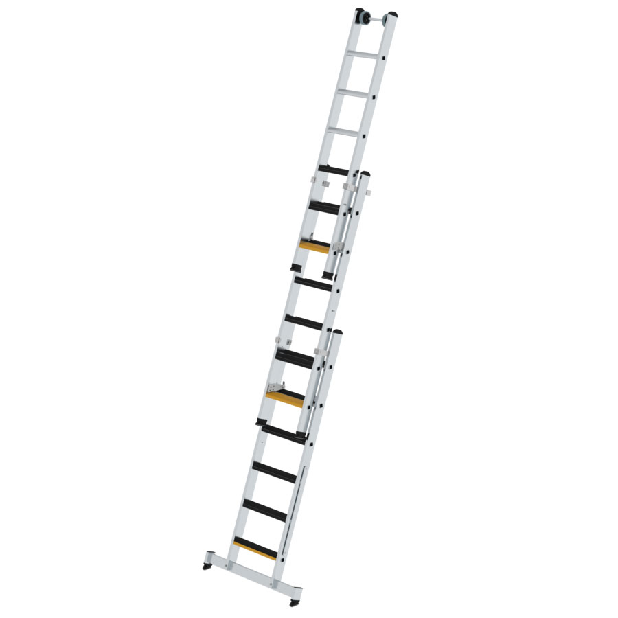 Stufen-Mehrzweckleiter 3-teilig mit nivello®-Traverse und clip-step R 13, 3x6 Stufen Stufen-Mehrzweckleiter 3-teilig mit nivello®-Traverse und clip-step R 13, 3x6 Stufen