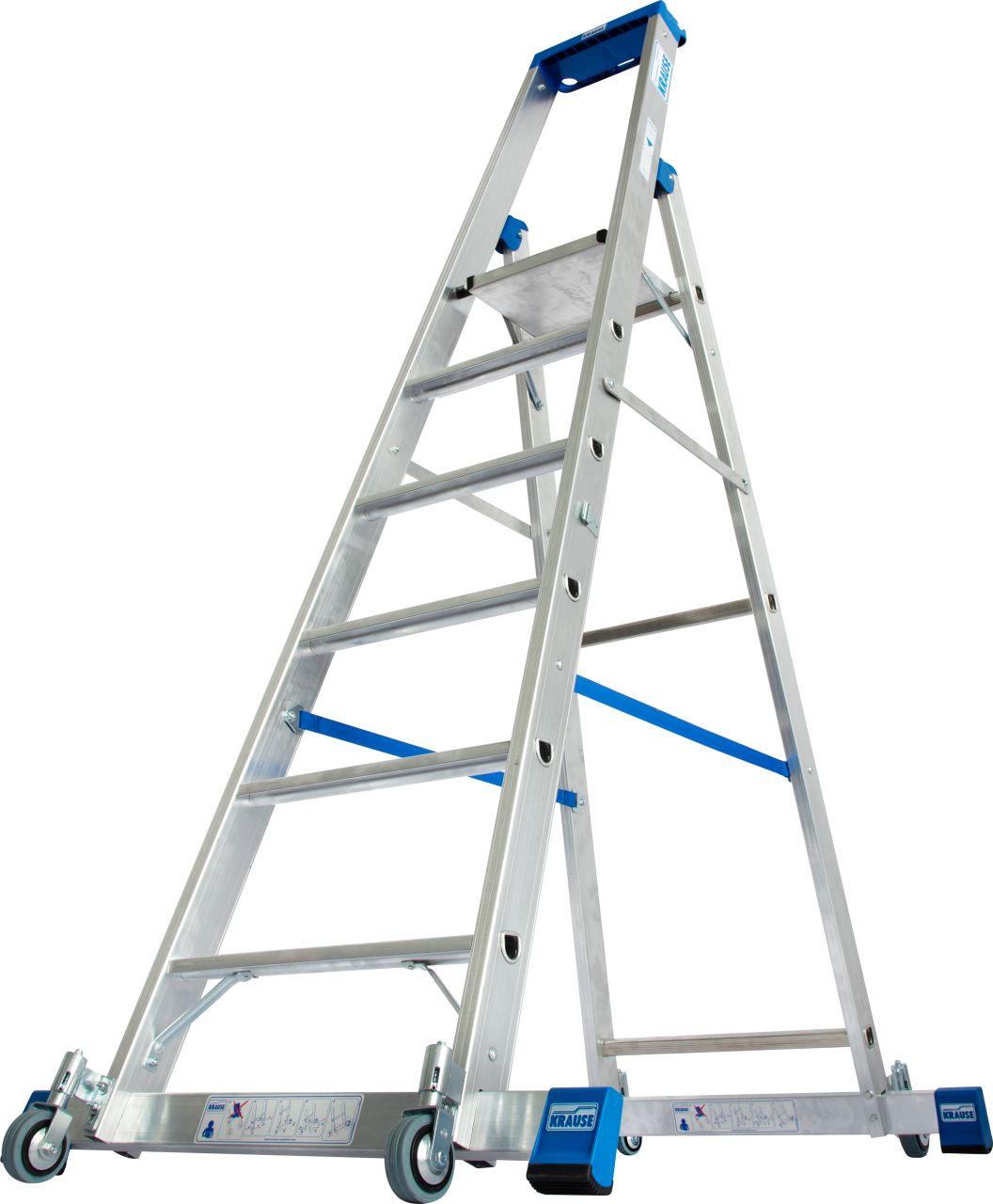 Stabilo Stufen-Stehleiter, fahrbar mit Traverse 6 Stufen