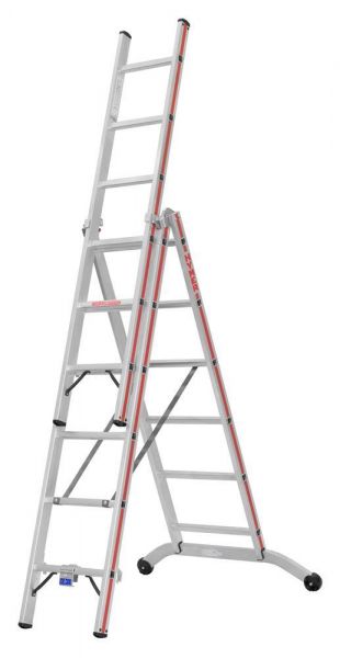 Mehrzweckleiter, dreiteilig - 3x6 Sprossen