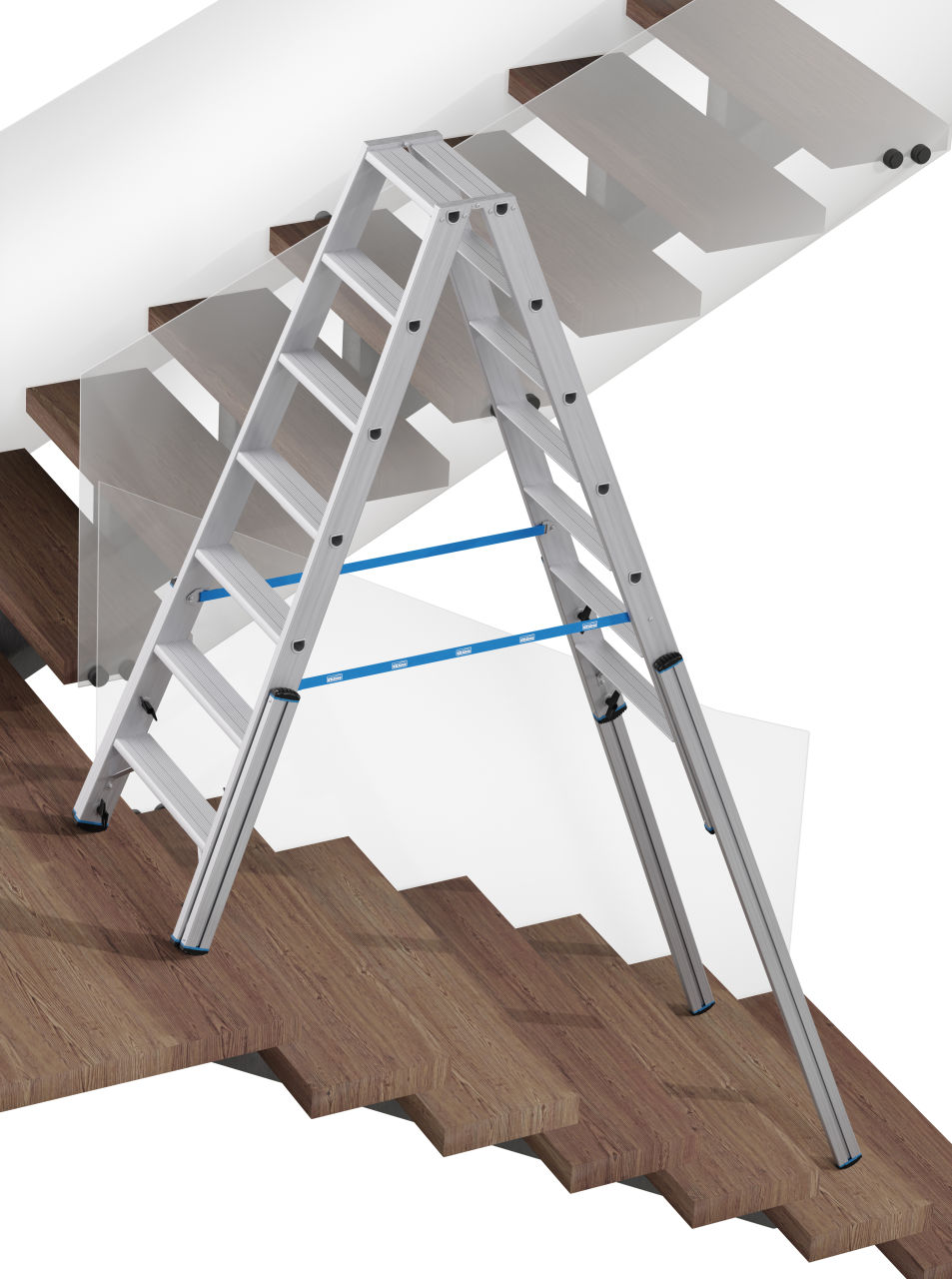 STABILO Teleskop-Stufen-DoppelLeiter, 2x7 Stufen STABILO Teleskop-Stufen-DoppelLeiter, 2x7 Stufen