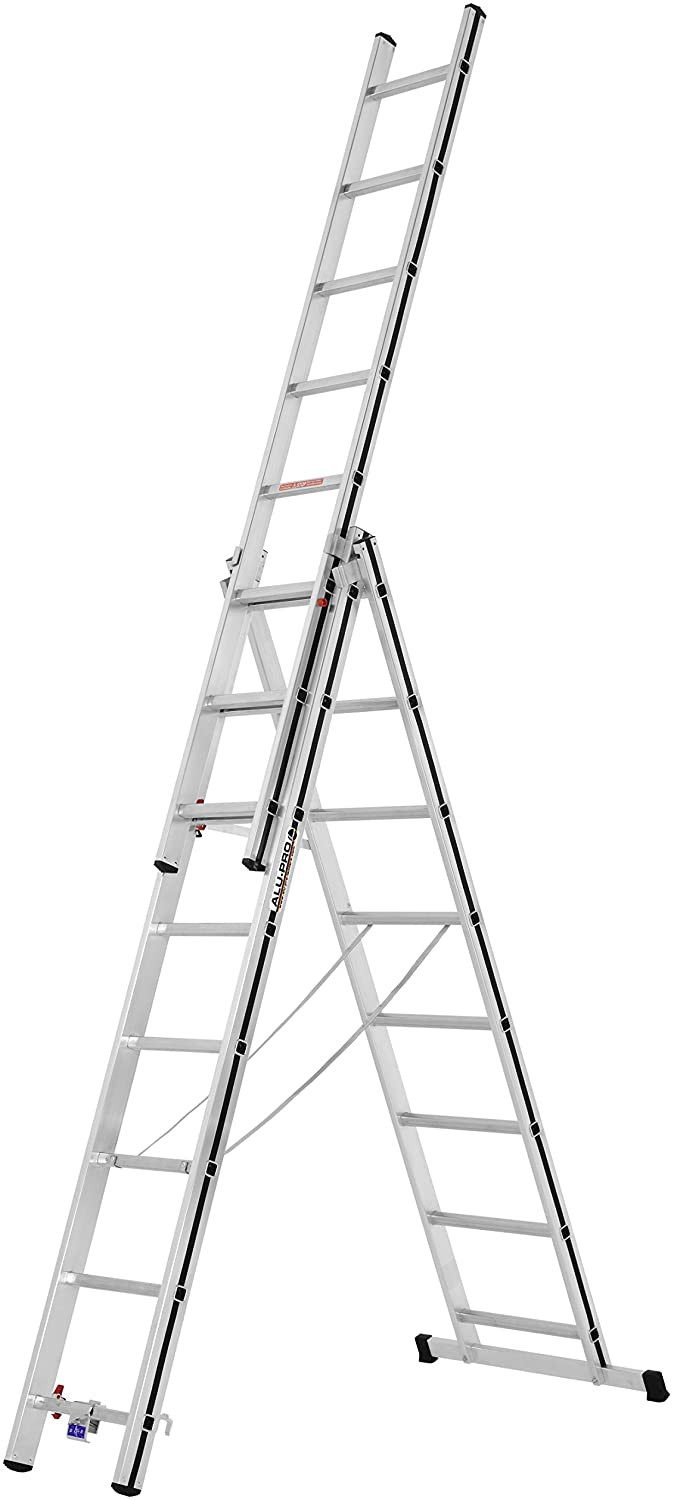 ALU PRO: Mehrzweckleiter, dreiteilig - 3x8 Sprossen