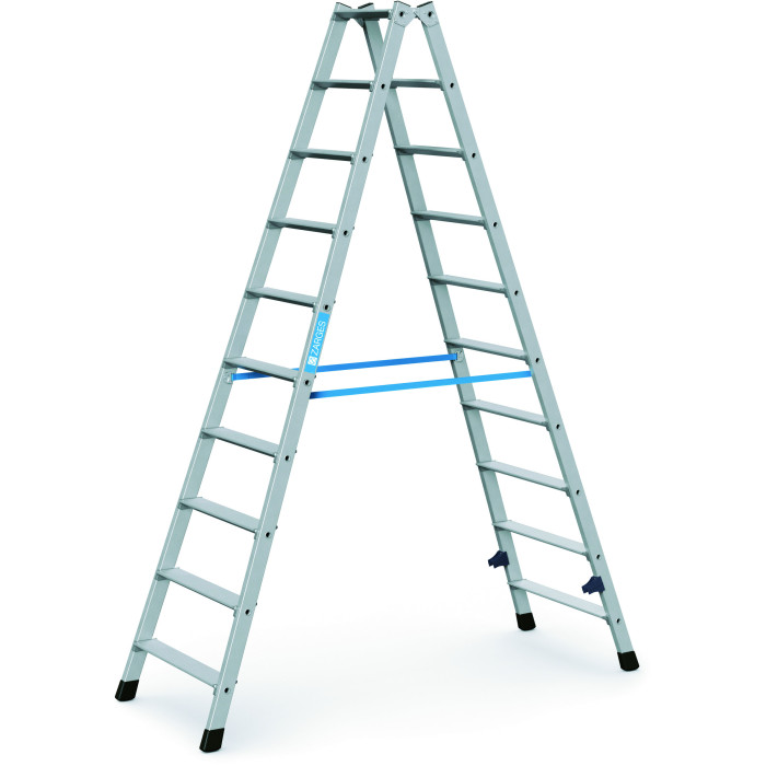 Nova B, Gebördelte Stufen-Stehleiter, beidseitig begehbar, 2x10 Stufen Nova B, Gebördelte Stufen-Stehleiter, beidseitig begehbar, 2x10 Stufen