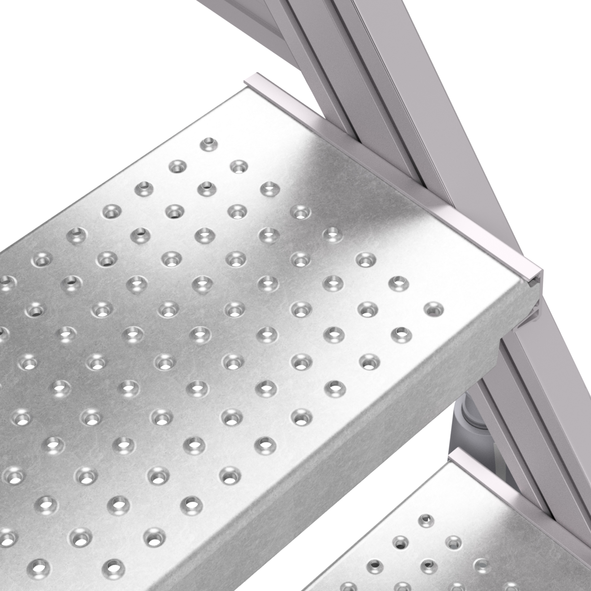 Podesttreppe R13 fahrbar, beidseitig begehbar - 2x8 Stufen Podesttreppe R13 fahrbar, beidseitig begehbar - 2x8 Stufen