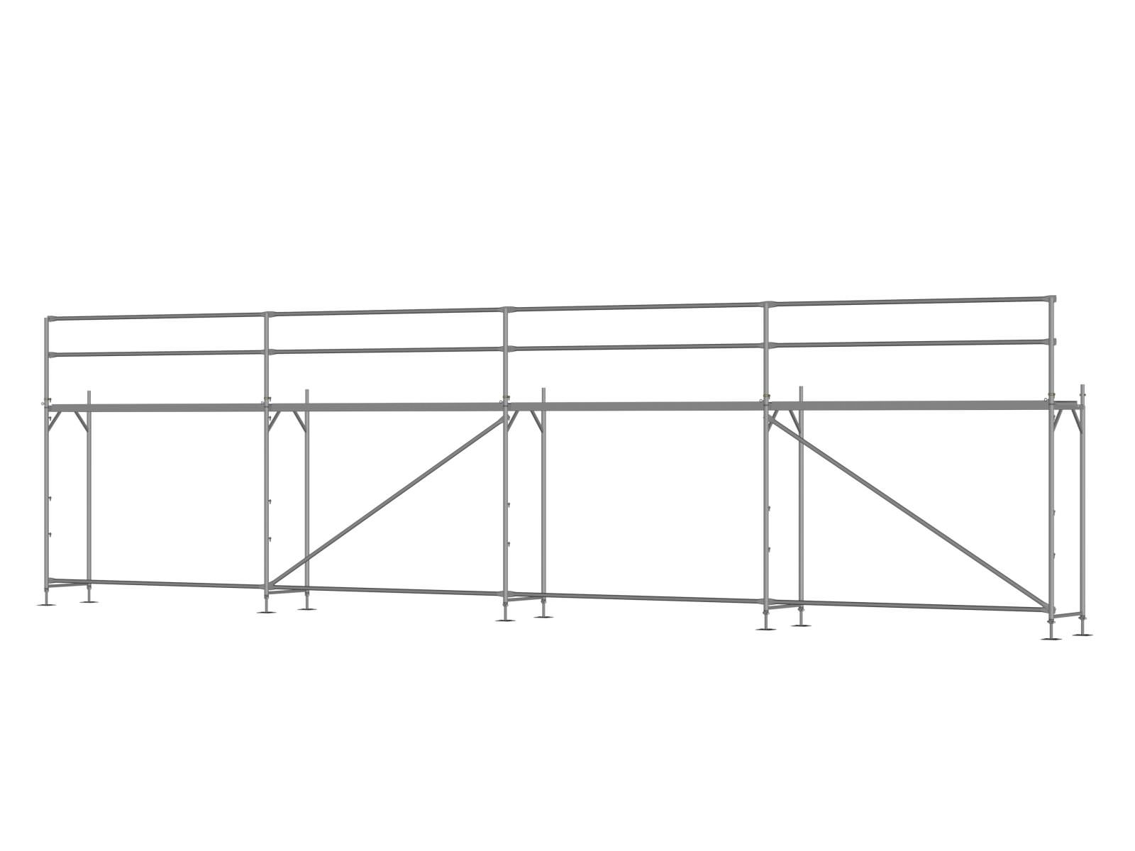 Stahl, Traufseitengerüst 48 qm - 3,0 m Felder - 12 m lang - 4 m Arbeitshöhe - Basis-Gerüst