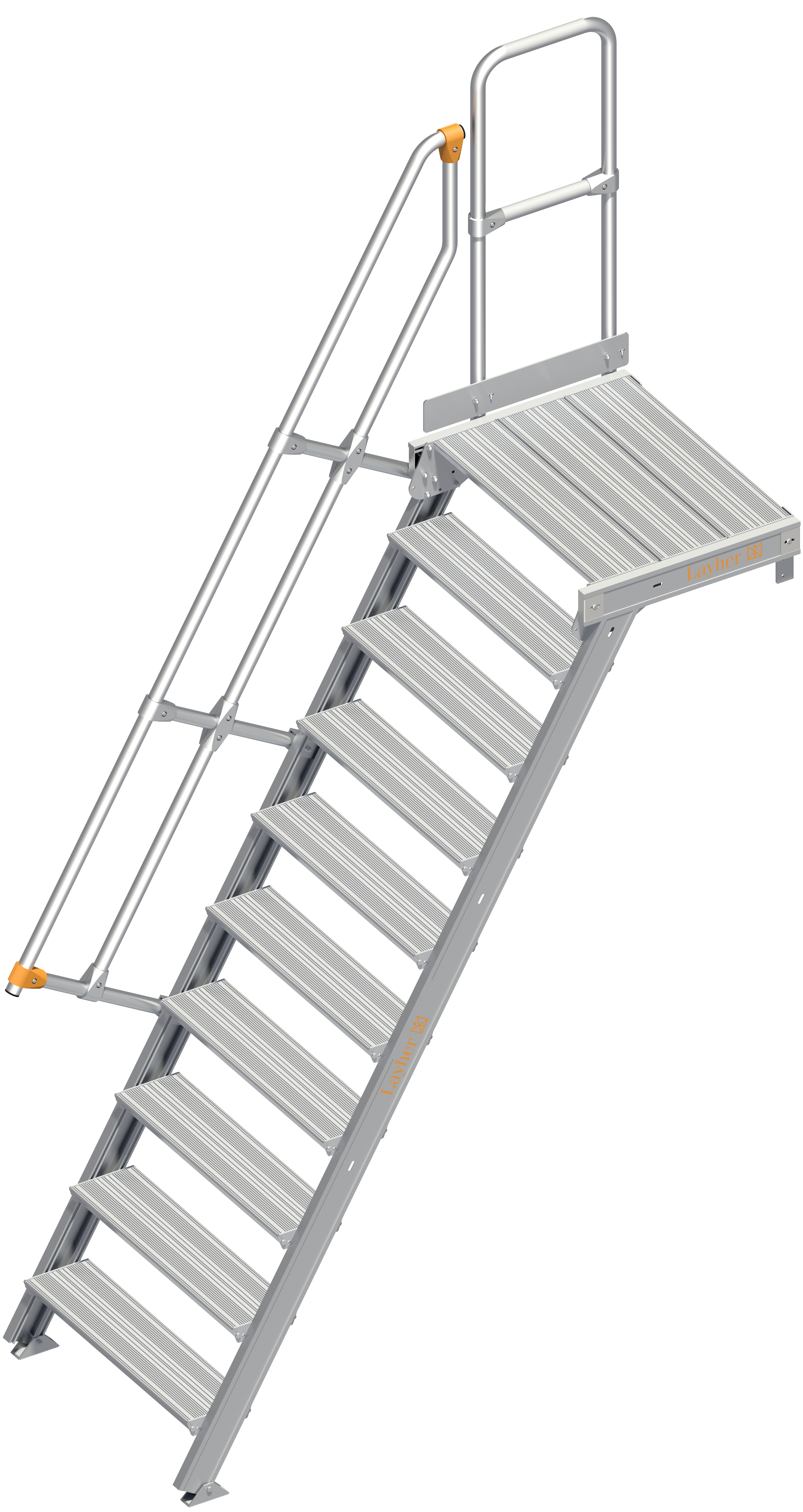 Alu-Treppe 112 mit Plattform Neigung 60° Breite 0,80 m, 3 Stufen