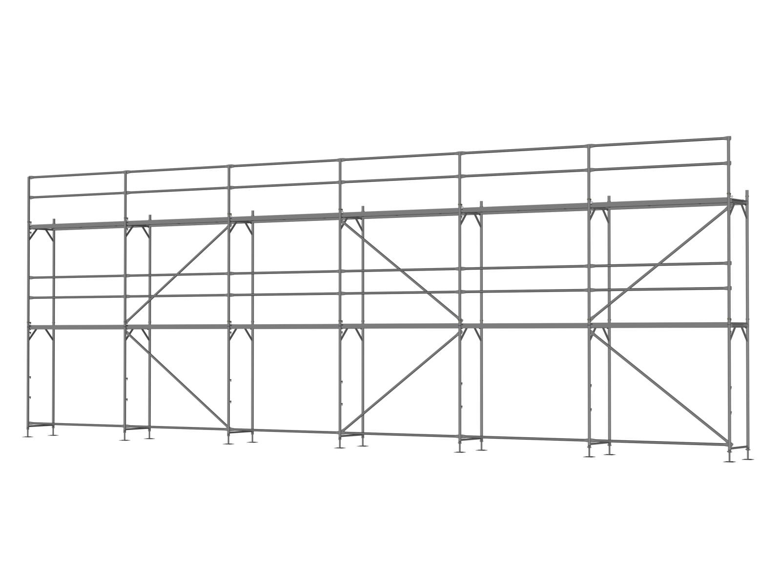 Stahl Traufseitengerüst 90 m² - 2,5 m Felder - 15 m lang - 6 m Arbeitshöhe - Basis-Gerüst