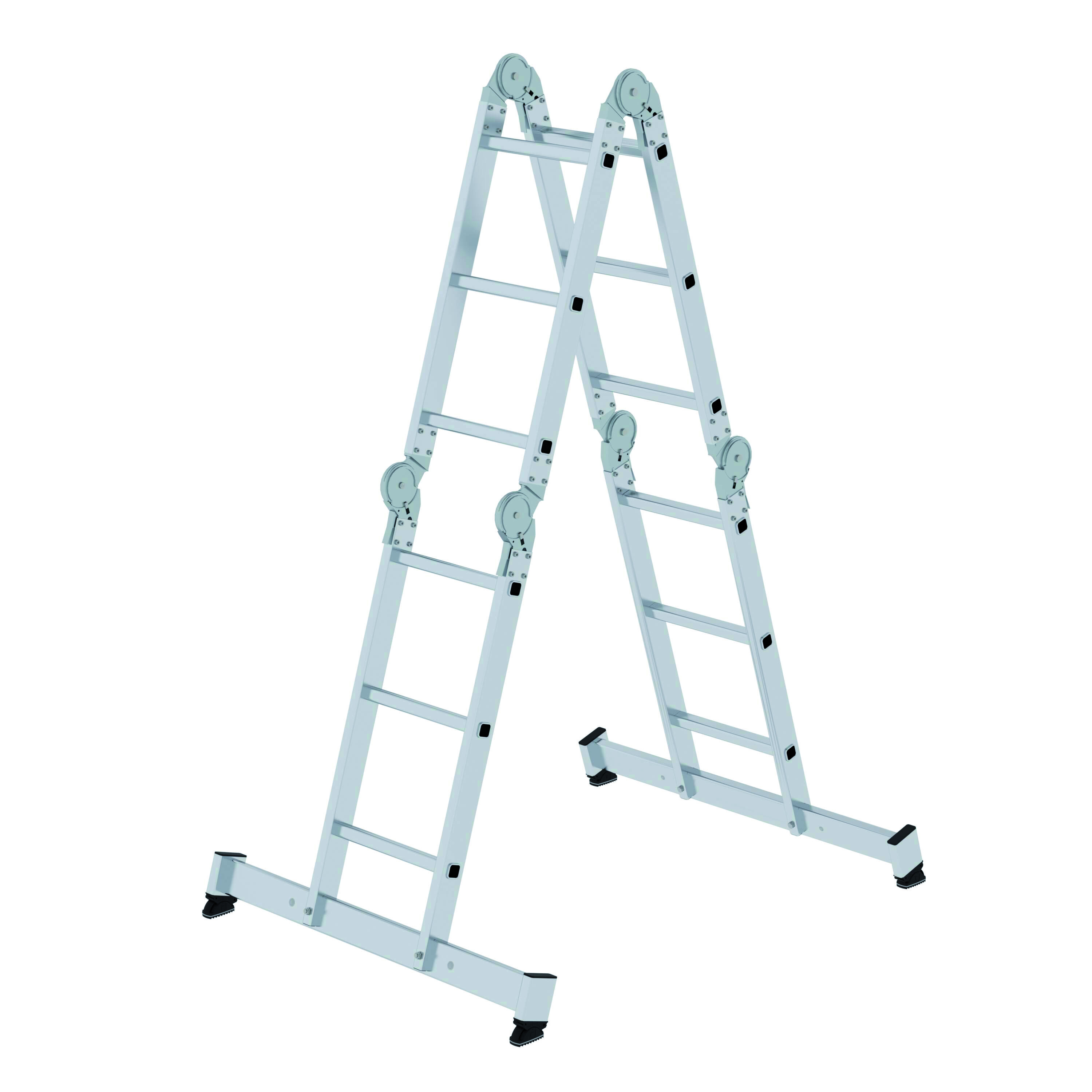 Vielzweckleiter 4-teilig mit nivello®-Traverse - 4x3 Sprossen Aluminium-Vielzweckleiter 4-teilig mit nivello®-Traverse - 4x3 Sprossen