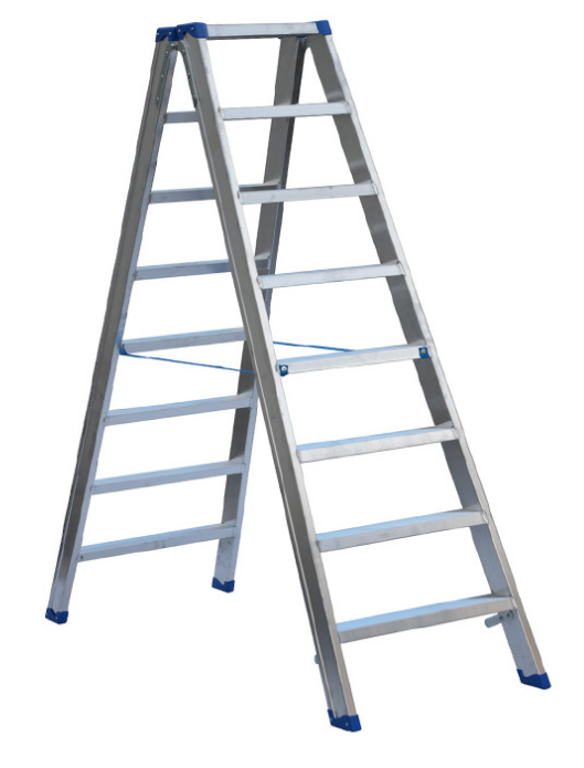 Stufenstehleiter beidseitig begehbar, 2x8 Sprossen/Stufen