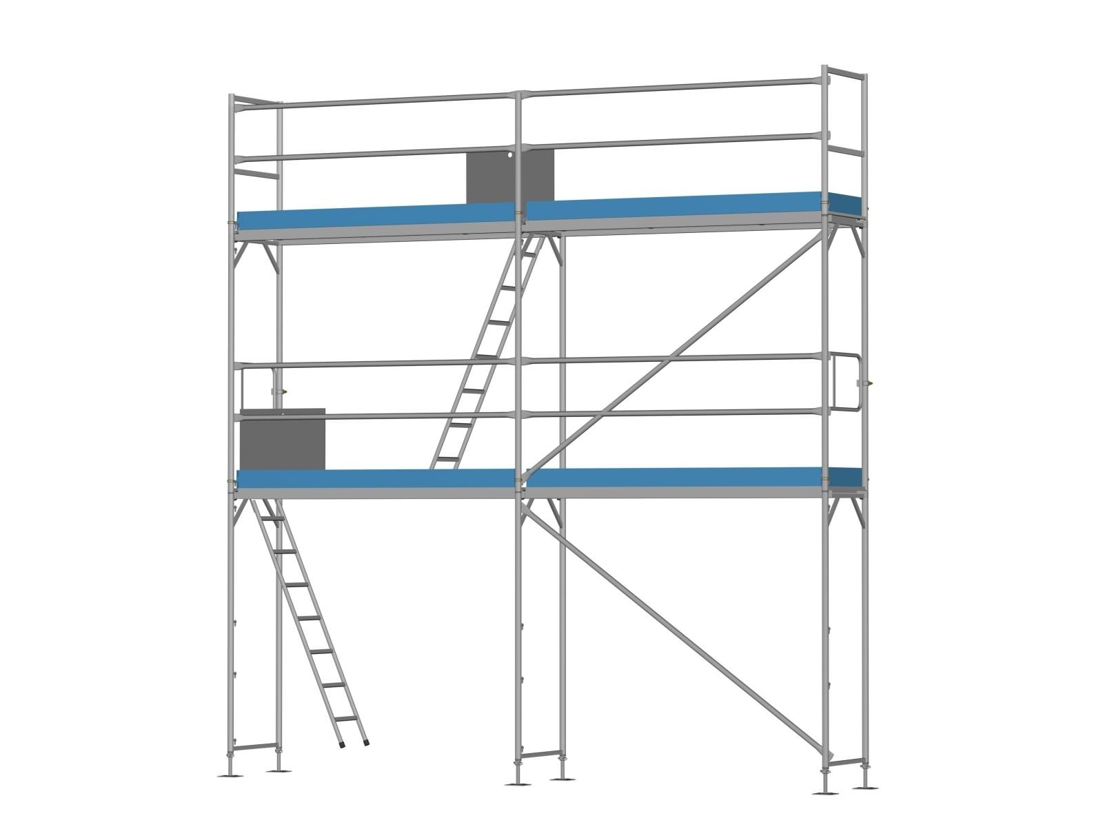 Stahl Traufseitengerüst 30 m² - 2,5 m Felder - 5 m lang - 6 m Arbeitshöhe - Komplettpaket