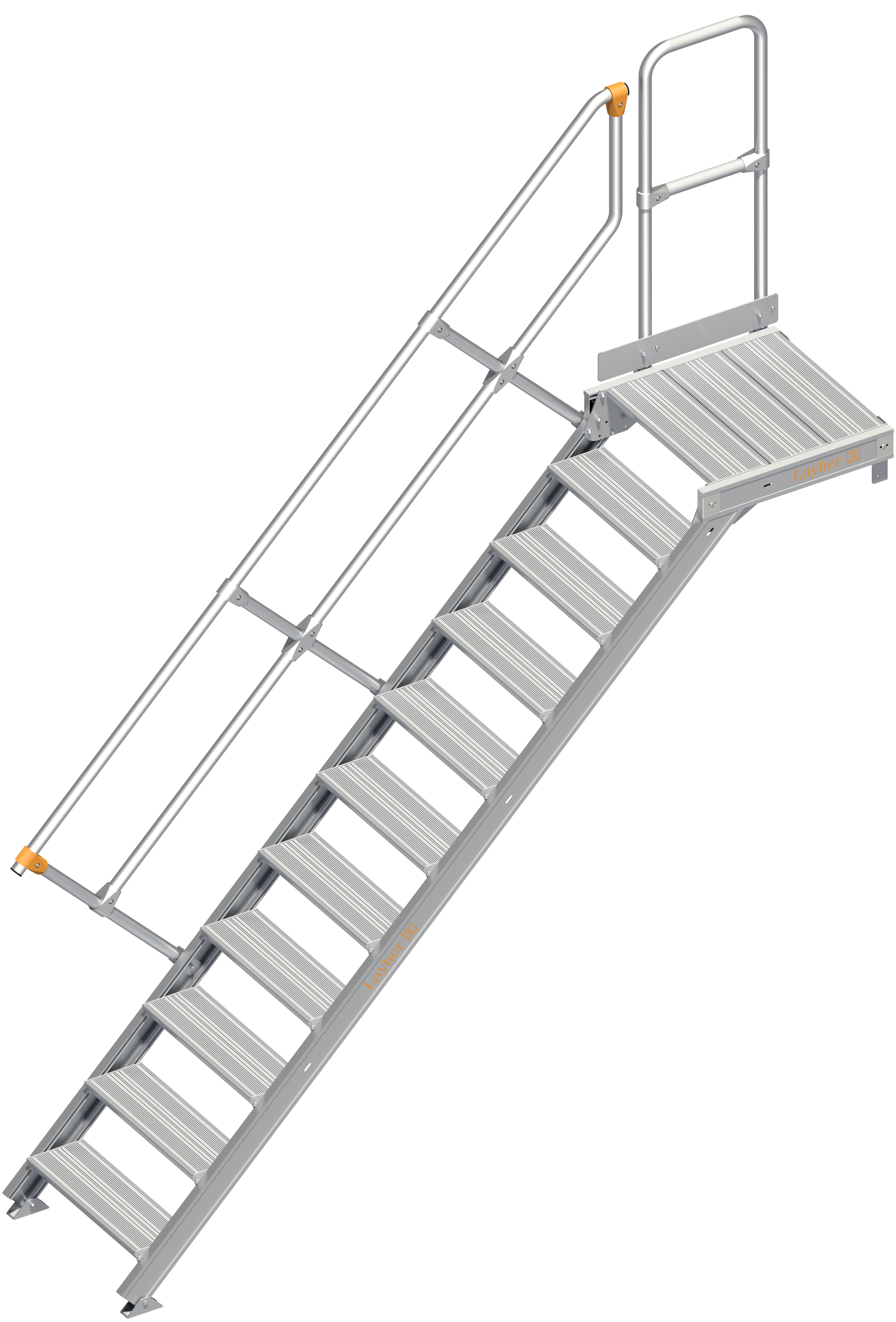 Alu-Treppe 112 mit Plattform 45° Neigung Breite 0,60 m, 3 Stufen