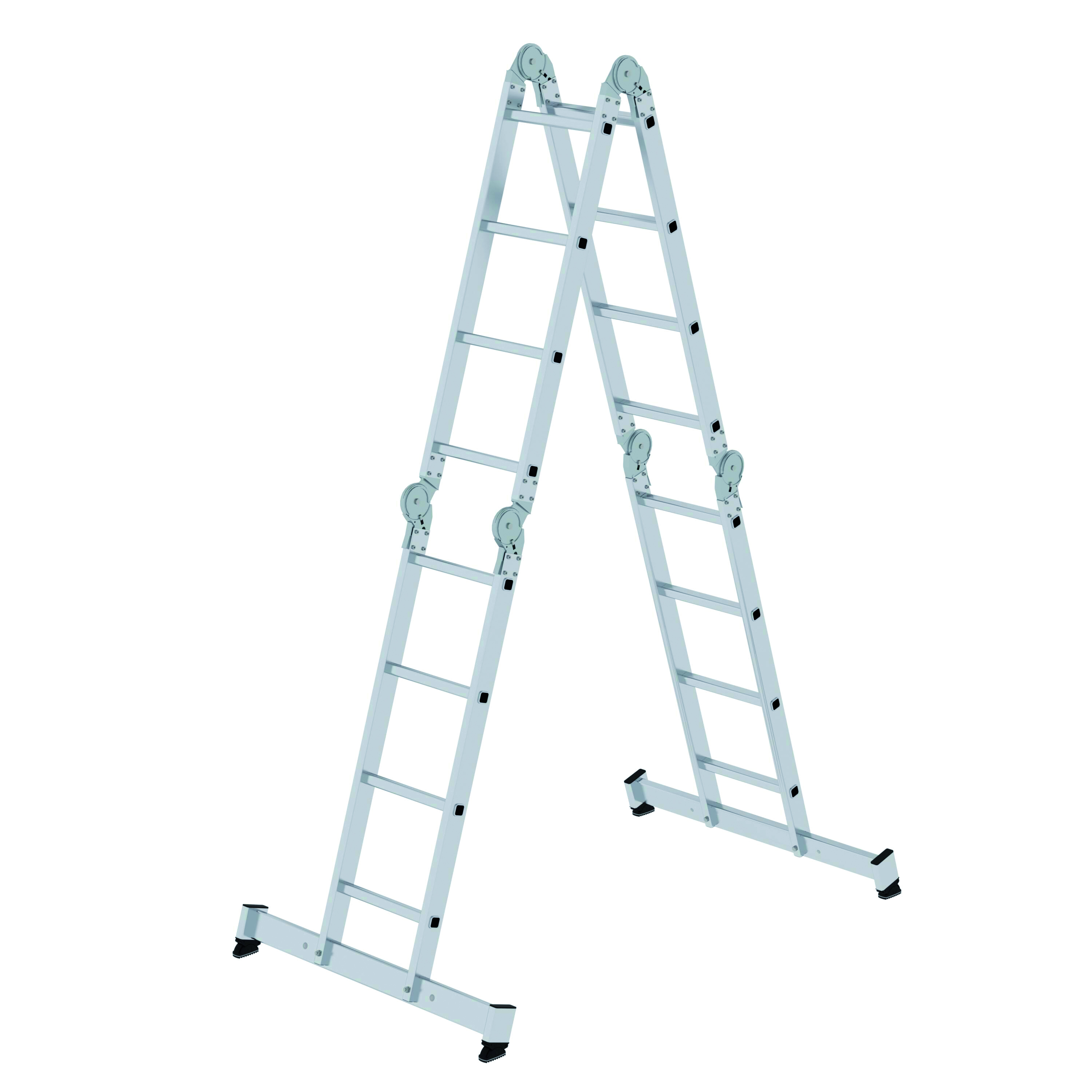Vielzweckleiter 4-teilig mit nivello®-Traverse - 4x4 Sprossen Vielzweckleiter 4-teilig mit nivello®-Traverse - 4x4 Sprossen