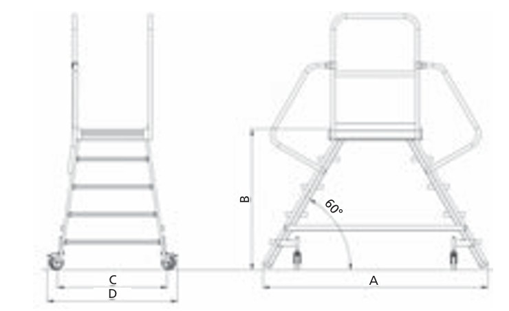 PREMIUM line Mobile Podesttreppe zweiseitig begehbar, 3 Stufen